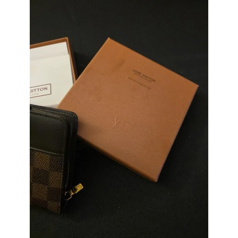 Louis Vuitton Damier Ebene Compact Zip Bifold Wallet N61668 Brown LV